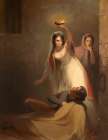 Cecelia Howard and Katherine Plowden arousing the prisoner Edward Griffith from his slumber 1841 Art Print