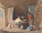Figures at a Table Inside a Cottage Art Print
