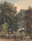 Girl on Lane, Entering Wooded Area 1834 Art Print