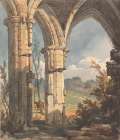 Landscape Looking Through Ruined Archway Art Print