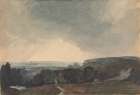 Landscape Scene From Hilltop, Looking into Sunlit Valley Art Print