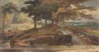 Landscape with Knoll with Trees, Figure on Horseback Art Print