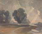 Landscape with Trees and Lake Art Print