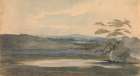 Landscape with Trees and Mountains, Lake in Foreground Art Print