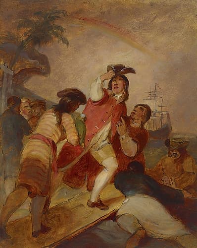 Robinson Crusoe and His Man Friday Leave the Island Art Print