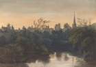 Town Scene on River Art Print