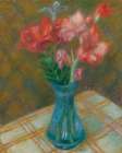 Gladiolas In Green Glass Vase Art Print