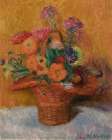 Red Basket of Zinnias 1915 Art Print