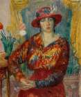 Woman in Red Blouse with Tulips ca 1913 Art Print