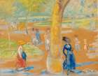 Woman with Umbrella, Washington Square ca 1910 Art Print