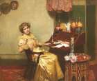 Girl at a Bureau 1916 Art Print