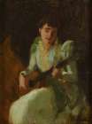 Lady Playing Guitar Art Print