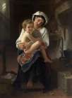 Young Mother Gazing at Her Child 1871 Art Print