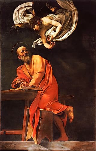 Saint Matthew and the angel ca 1602 Renaissance Print