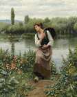 A Woman with a Basket Art Print