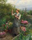 Gathering Flowers Along The River Art Print