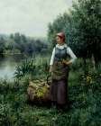 Girl by a Stream, Flanders ca 1890 Art Print