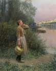 Girl With Water Jug Art Print