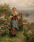 Young Woman Knitting Art Print