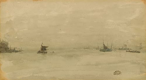 Grey and Silver, Liverpool 1881 Watercolor Print