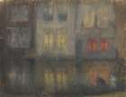 Nocturne Black and Red Back Canal, Holland Art Print
