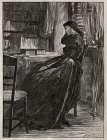 The Trial Sermon, Joanna Douglas at Her Desk 1862 Art Print