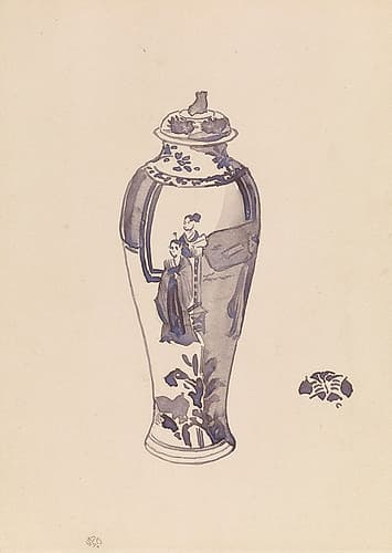 Vase with Slightly Bulging Body 1876 Watercolor Print