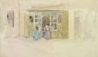 Women And Children Outside A Brittany Shop ca 1888 Art Print