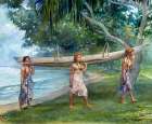 Girls Carrying a Canoe-Vaiala in Samoa 1891 Art Print