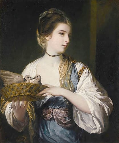 Nancy Reynolds With Doves Art Print by Joshua Reynolds