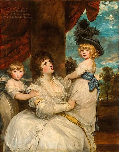 Portrait of Jane, Countess of Harrington, Viscount Petersham and the Honorable Lincoln Stanhope 1786 Art Print by Richard Reynolds