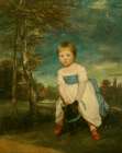 Portrait of Master William Cavendish, standing astride a Black Dog, in a Landscape Art Print