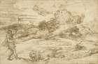 Landscape with St. Theodore Overcoming the Dragon ca 1550 Art Print