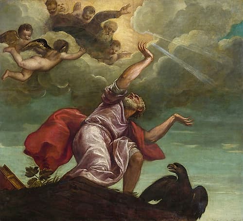 Saint John the Evangelist on Patmos ca 1553 Art Print by Titian