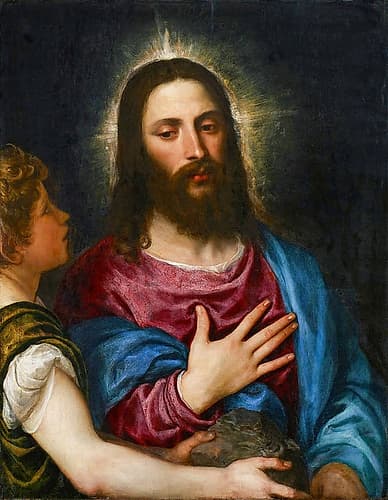 The Temptation of Christ ca 1520 Art Print by Titian