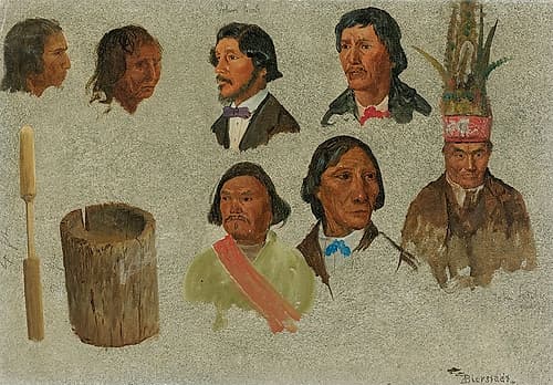 Seven Indian Portraits And One Primitive Utensil Art Print