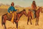 Trapper And Indian Guide On Horseback Art Print