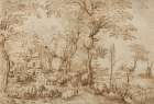 Peasants and Cattle near a Farmhouse ca 1553-1554 Art Print