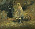 A Boy With a Toy Cart Art Print