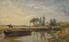Barge below Flatford Lock ca 1810 Art Print
