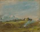 Hampstead Heath, with a Bonfire ca 1822 Art Print