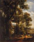 Landscape with goatherd and goats 1823 Art Print
