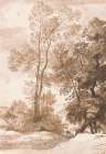 Trees and Deer 1825 Art Print