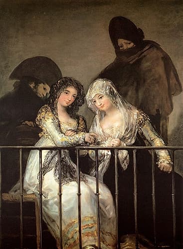 Majas on a balcony ca 1810 European Print