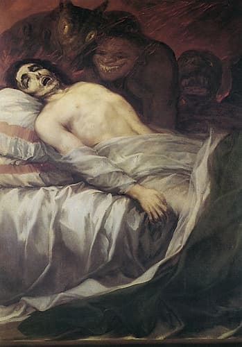 Saint Francis of Borja assisting a dying man detail 1788 Art Print