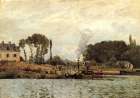 Boats at Bougival lock 1873 Art Print