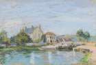 Houses on the edge of the Gazonne lock Art Print