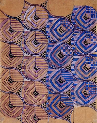 Circles, Lines, Checks and Dots, Chiffon Voile Art Print by Charles Rennie Mackintosh