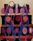 Orange and Purple Spirals Art Print