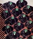 Stylised Flowers and Checkerwork Art Print
